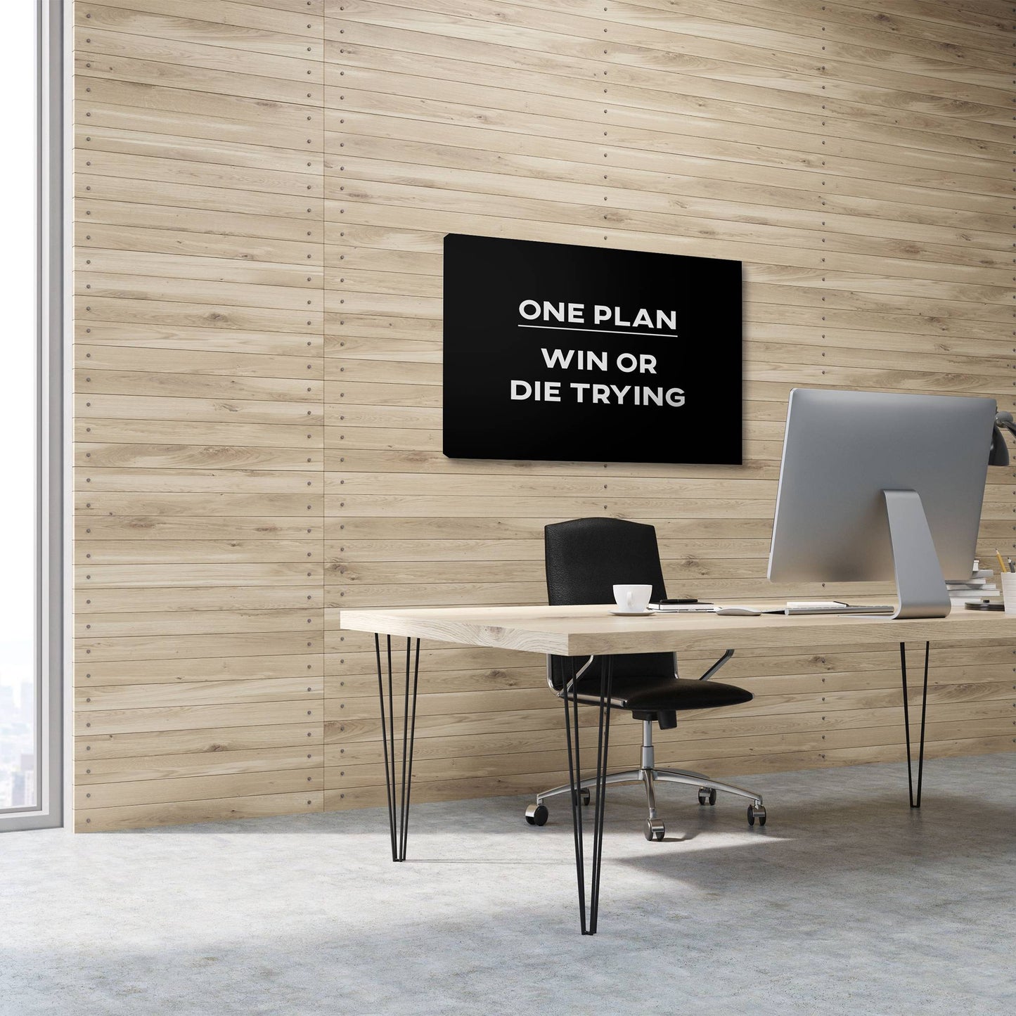 Win or Die Trying office wall art mockup