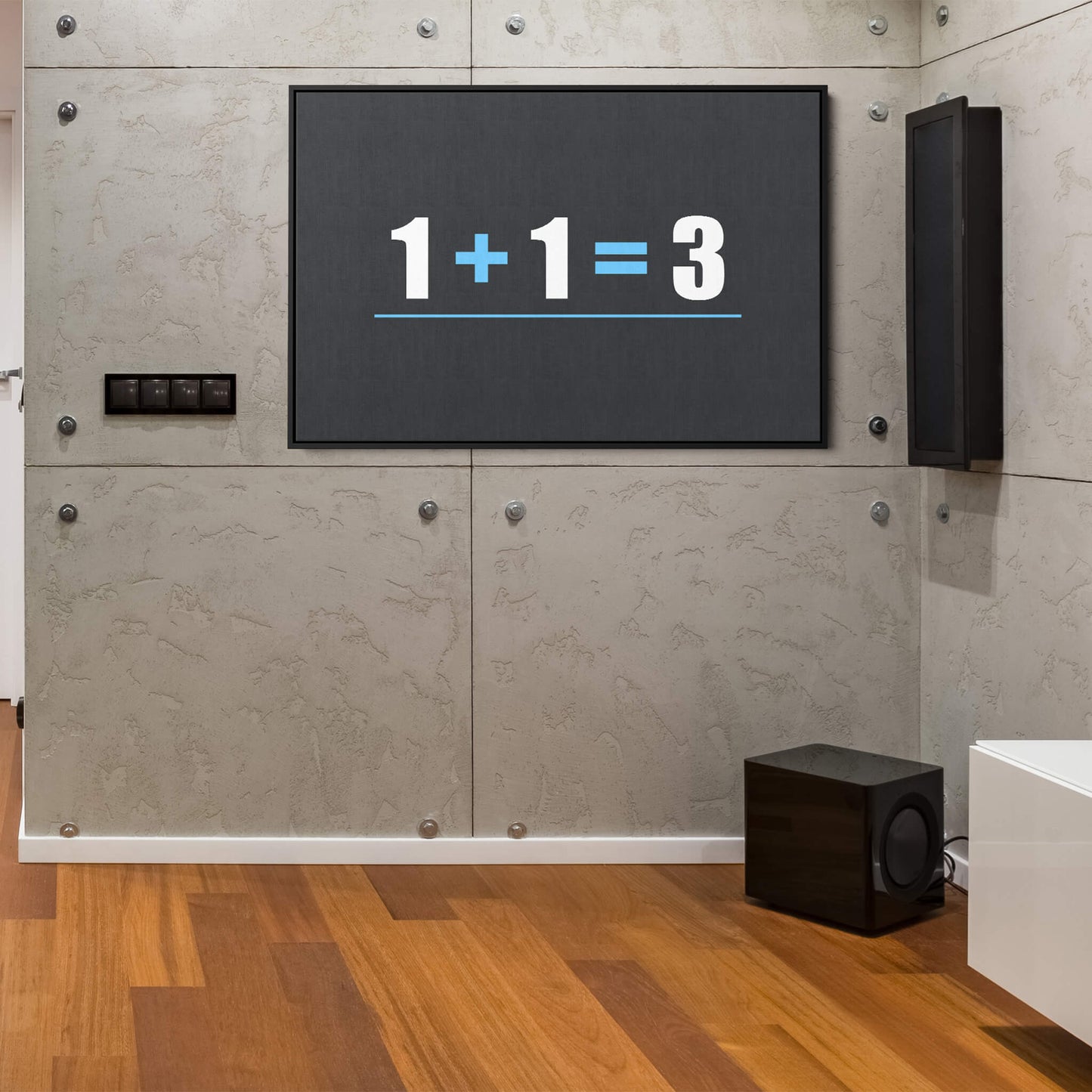 1 + 1 = 3 game room canvas wall art mockup