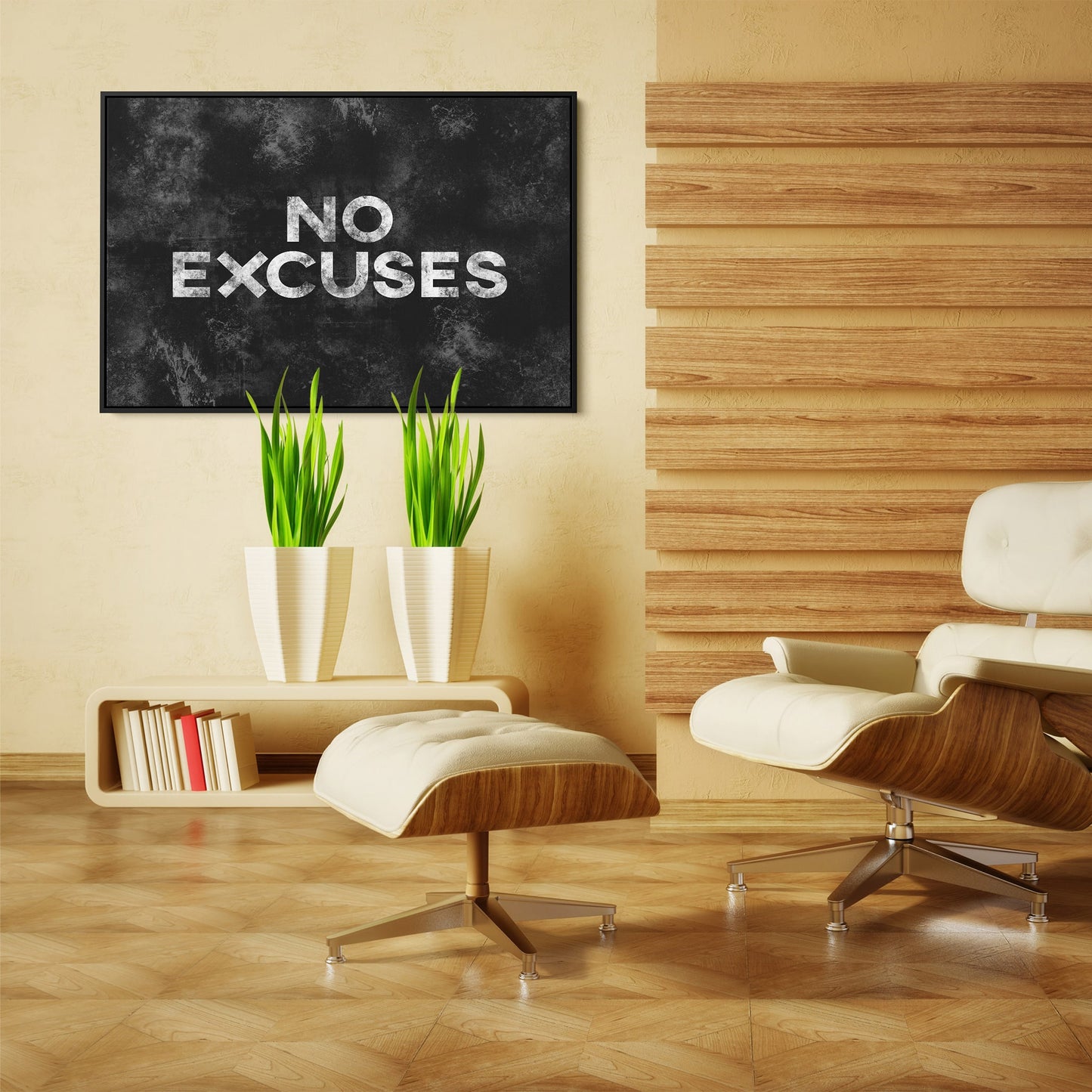 No Excuses living room art mockup