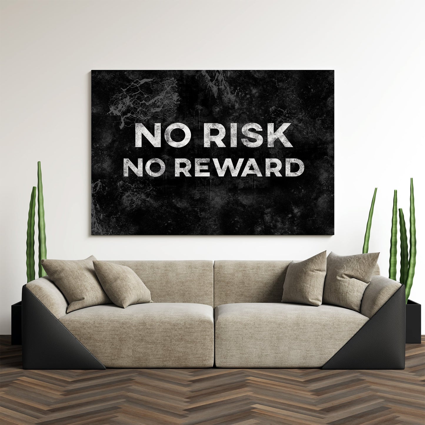 No Risk No Reward living room mockup