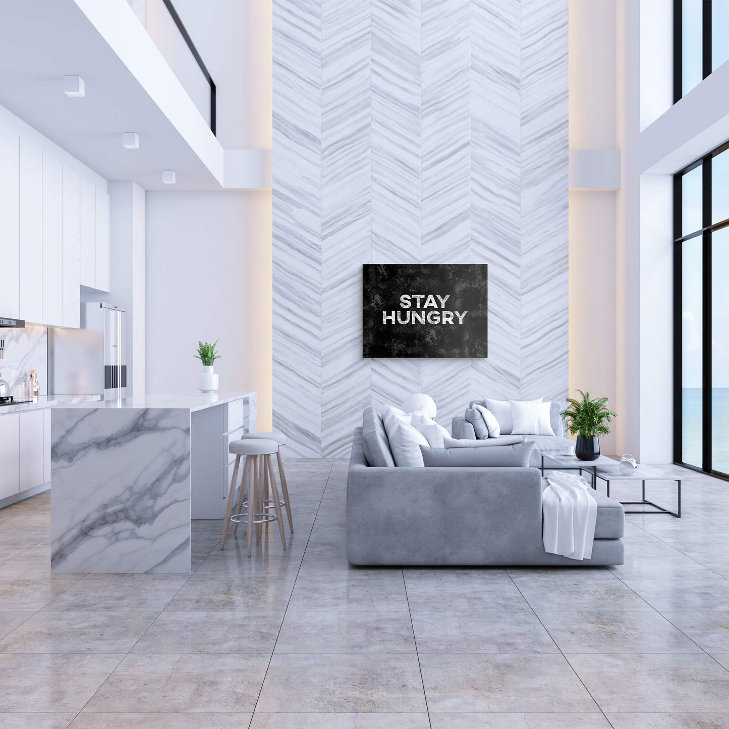 Stay Hungry living room wall art example