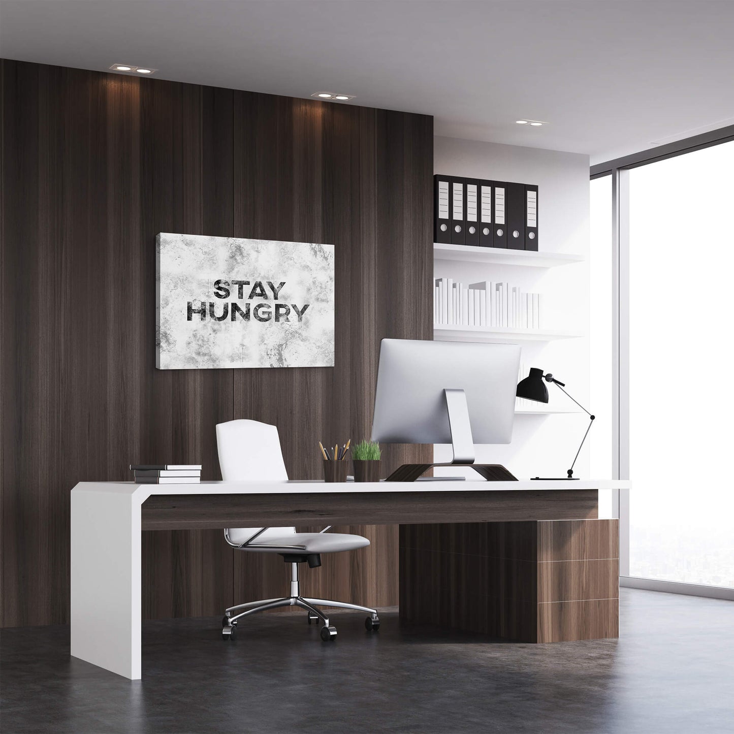 Stay Hungry office wall art ideas