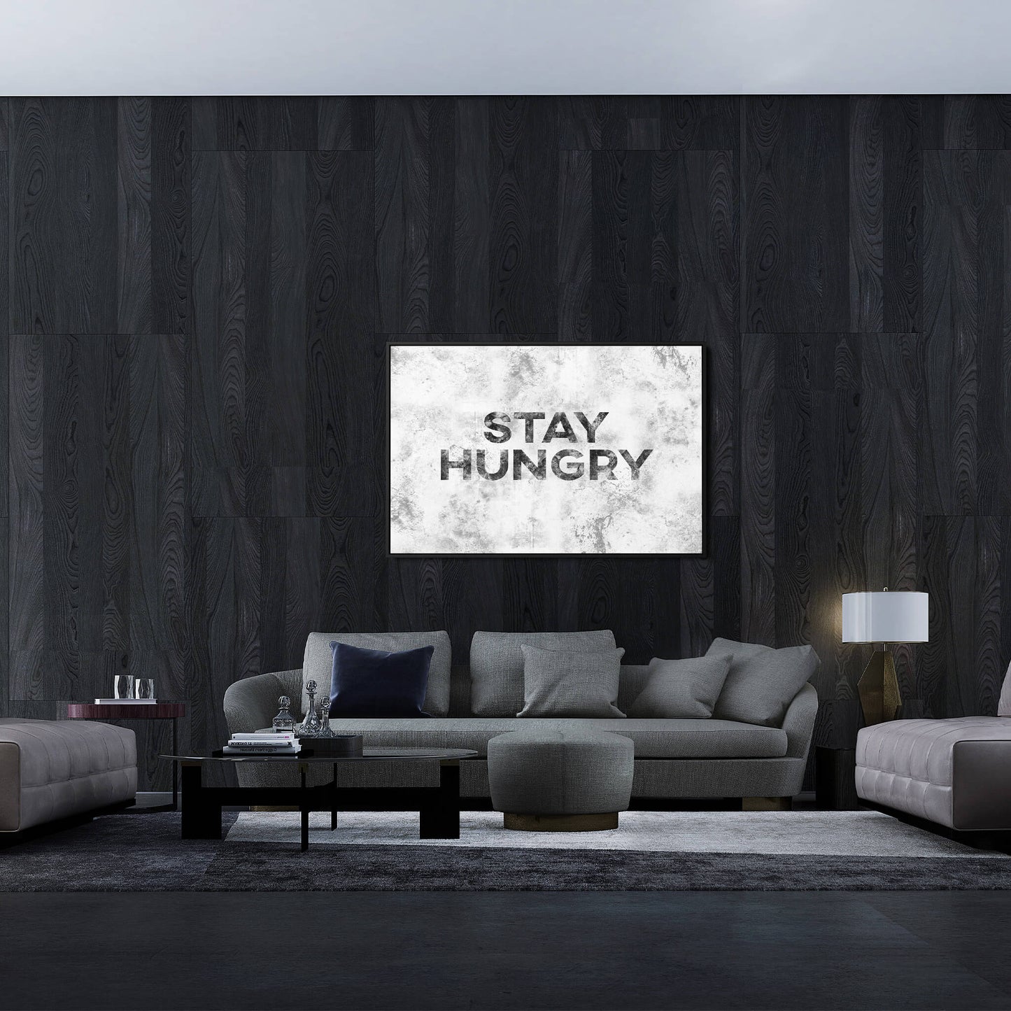 Stay Hungry living room art ideas
