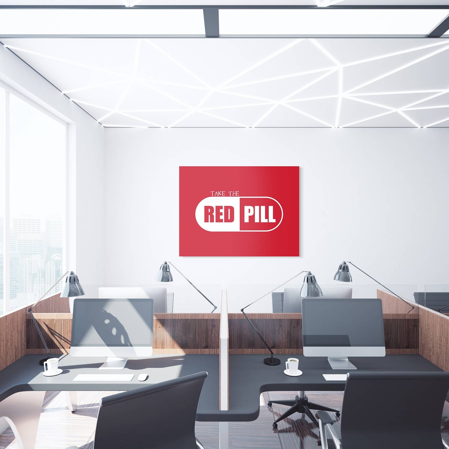 Take the Red Pill office decor mockup