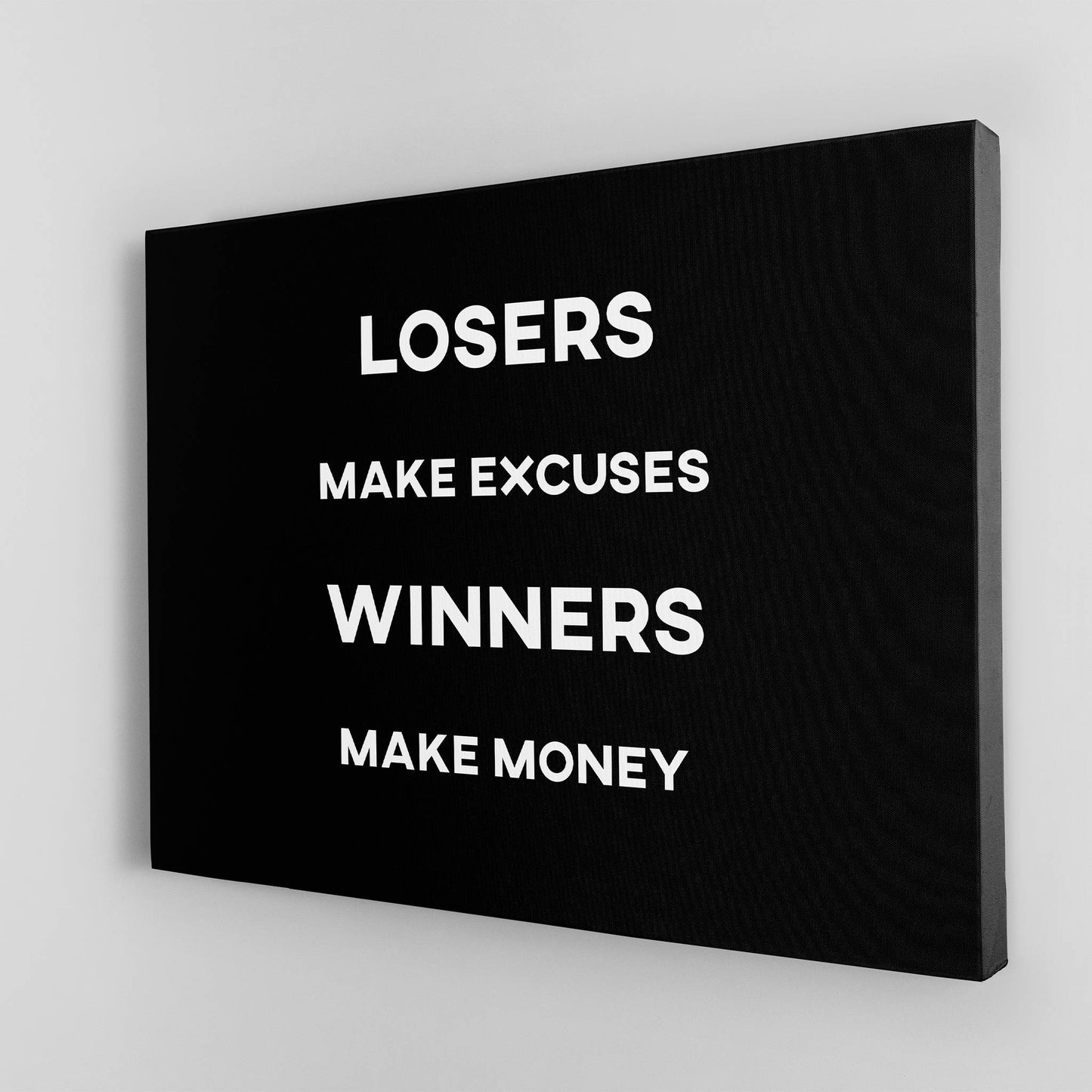 Winners Make Money plain wall art demo