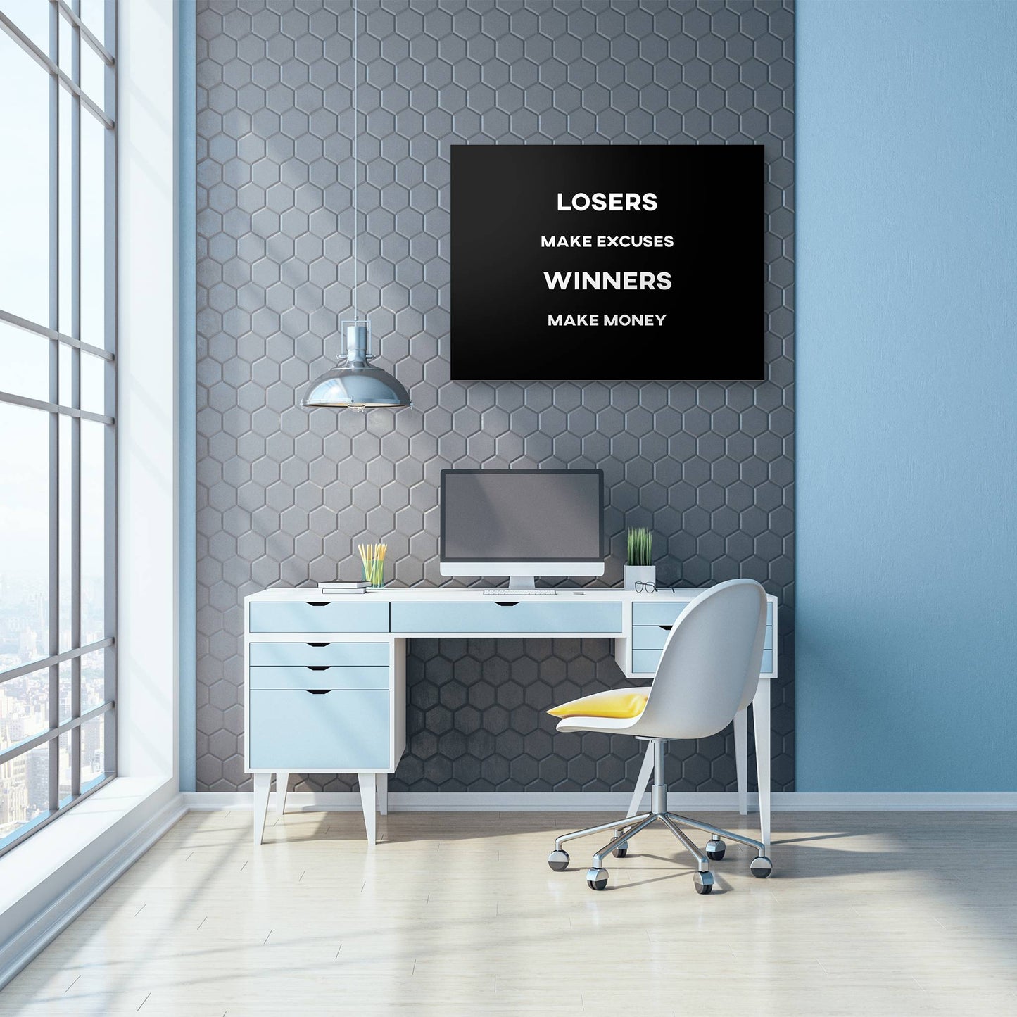 Winners Make Money home office decor