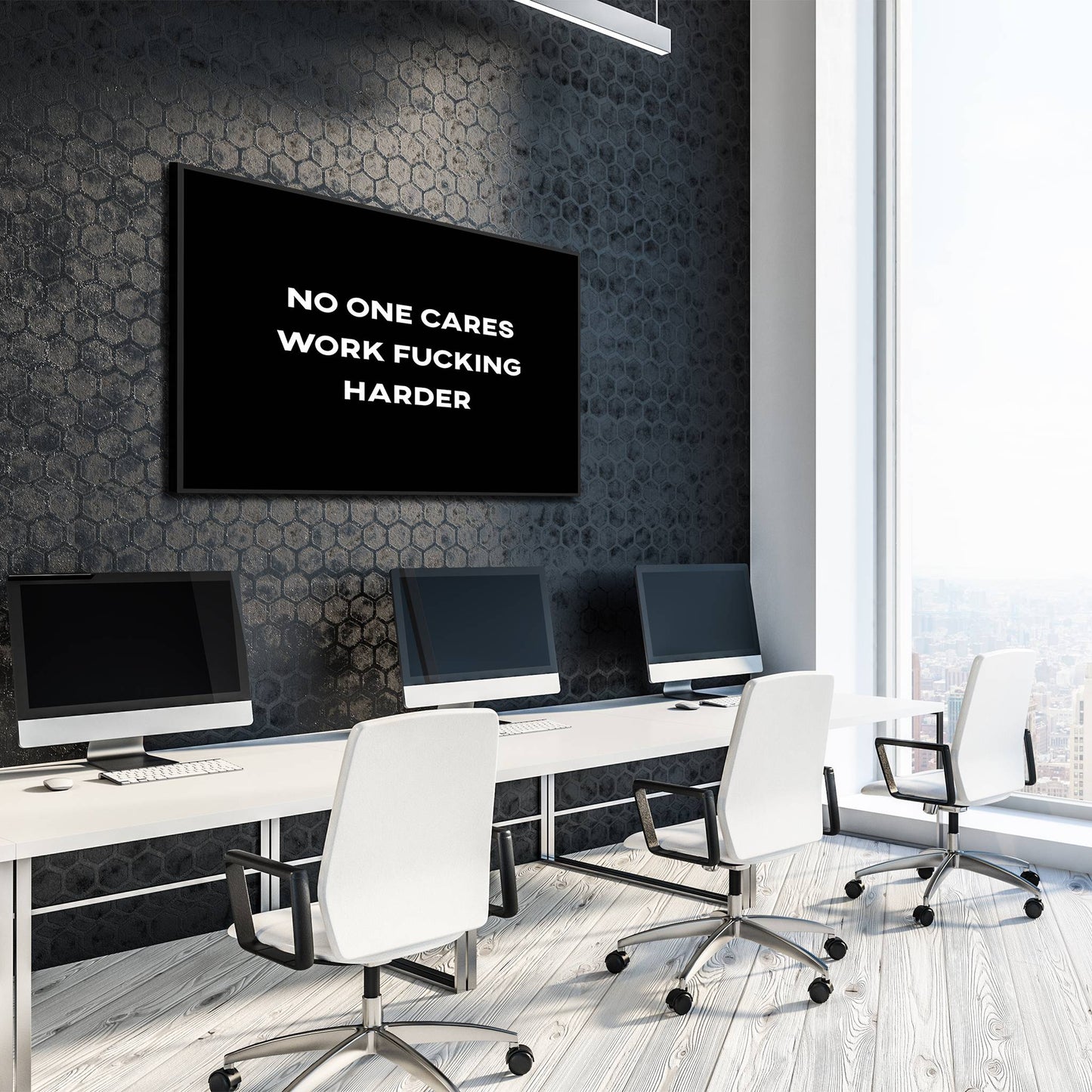 No One Cares Work Harder home office mockup