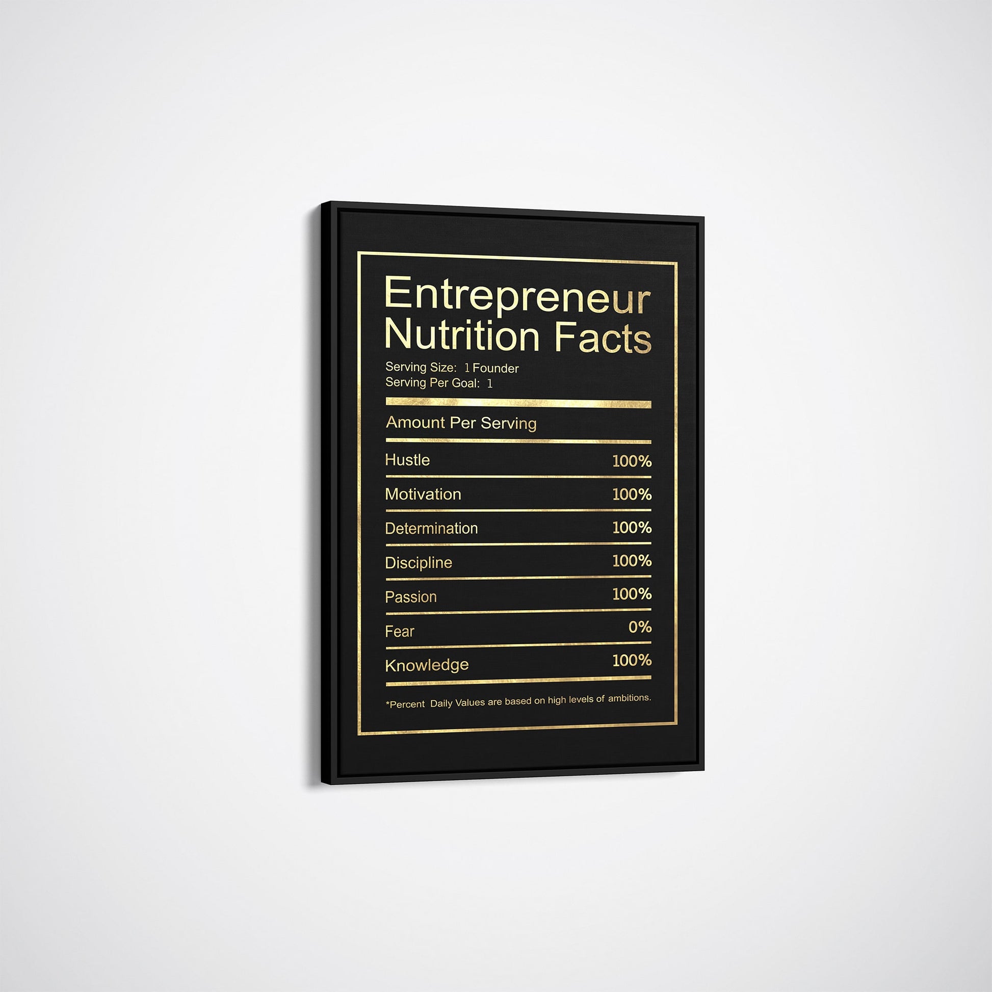 Entrepreneur - Nutrition Facts-BOSS Art Culture