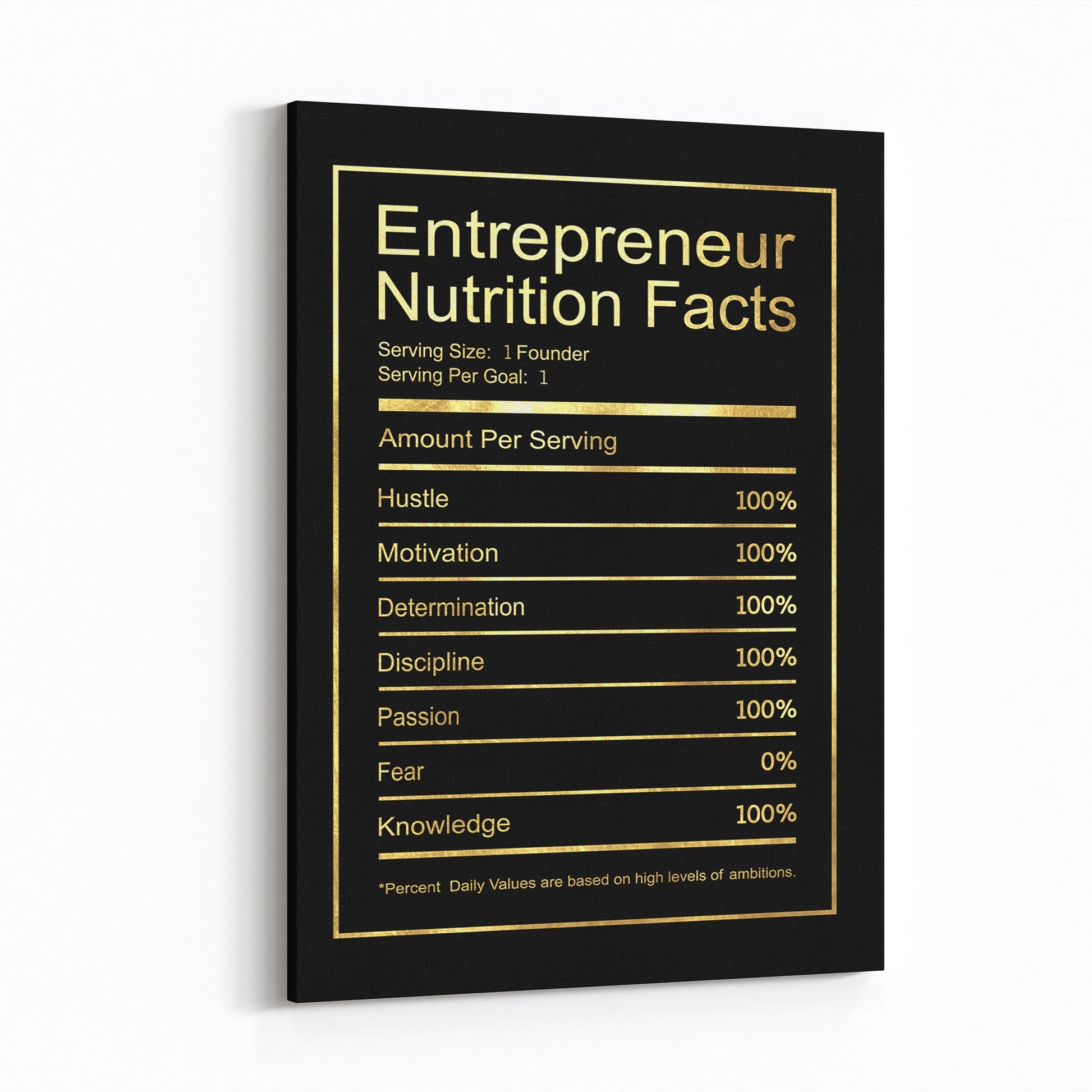 Entrepreneur - Nutrition Facts-BOSS Art Culture